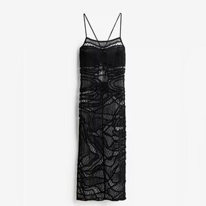 H&M Black Divided Crochet Dress Size M NWT